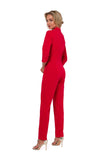 Elegant 3/4 Sleeve Jumpsuit with Lined Collar and Zipper