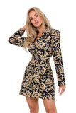 Collared Long Sleeve Jacket Dress with Belted Detail