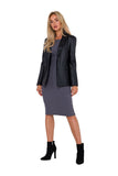 Ecological Leather Jacket with Lined Collar and Pockets