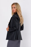 Ecological Leather Jacket with Lined Collar and Pockets
