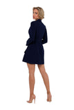 Elegant Long Sleeve Jacket Dress with Belted Waist