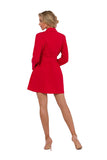 Collared Long Sleeve Jacket Dress with Belt
