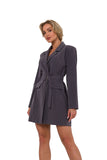Elegant Long Sleeve Jacket Dress with Belted Waist