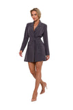 Elegant Long Sleeve Jacket Dress with Belted Waist