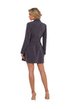 Elegant Long Sleeve Jacket Dress with Belted Waist