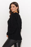 Elegant tuck-in sweater with unique braided plaid design.