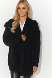 Elegant Women's Open Sweater with Tassels and Gold Tinsel