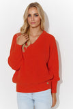 Classic Women's Heart Neckline Sweater with Gold Tinsel