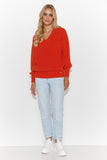 Classic Women's Heart Neckline Sweater with Gold Tinsel