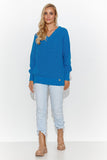 Elegant Heart Neckline Women's Sweater with Gold Tinsel