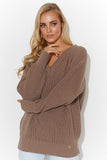Elegant Heart Neckline Women's Sweater with Gold Tinsel