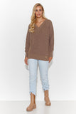 Elegant Heart Neckline Women's Sweater with Gold Tinsel