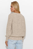 Elegant Heart Neckline Women's Sweater with Gold Tinsel Detail