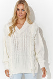 Stylish Women's Sweater with Heart Neckline and Tassels