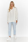 Stylish Women's Sweater with Heart Neckline and Tassels