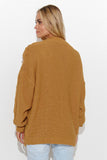 Chic Heart Neckline Sweater with Plaid Weave and Tassels