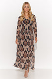 Lightweight Long Dress with Triangle Neckline and Slits