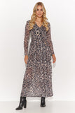 Elegant Long Dress with Triangle Neckline and Side Slits