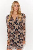 Chic Mesh Mini Dress with Heart Neckline and Bling Detail
