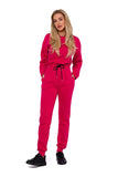 Women's Long Sleeve Zippered Suit with Waist Ties