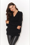 Elegant Heart Neckline Sweater with Decorative Braids