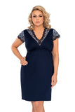 Elegant Mysterious Chemise with Silver-Blue Lace Detail