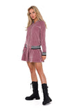 Velour Long-Sleeved Bomber Sweatshirt with Zipper