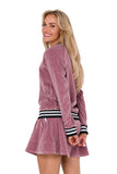 Velour Long-Sleeved Bomber Sweatshirt with Zipper