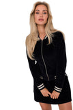 Velour Long-Sleeved Bomber Sweatshirt with Zipper