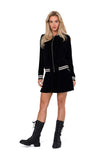 Velour Long-Sleeved Bomber Sweatshirt with Zipper
