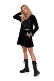 Pleated Velour Mini Skirt with Slip Pockets
