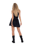Pleated Velour Mini Skirt with Slip Pockets