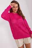 Openwork Casual Sweater with Round Neckline