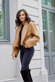Stylish Long Sleeve Jacket with Lined Collar & Button Closure