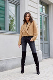 Stylish Long Sleeve Jacket with Lined Collar & Button Closure