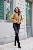 Stylish Long Sleeve Jacket with Lined Collar & Button Closure