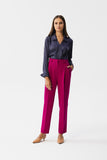 Elegant Printed Satin Blouse with Envelope Cut and Cuffs