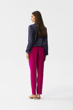 Elegant Printed Satin Blouse with Envelope Cut and Cuffs