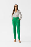 Elegant Tapered Fabric Pants with Elevated Waist Design