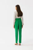 Elegant Tapered Fabric Pants with Elevated Waist Design