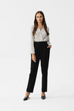 Elegant Tapered Fabric Pants with Elevated Waist Design