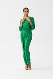 Elegant One-Piece Jumpsuit with Slit Neckline and Pockets