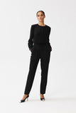 Elegant One-Piece Jumpsuit with Slit Neckline and Pockets
