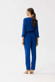 Elegant One-Piece Jumpsuit with Slit Neckline and Pockets