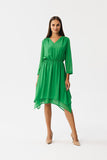 Elegant Asymmetrical Chiffon Dress with V-Neckline