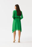 Elegant Asymmetrical Chiffon Dress with V-Neckline