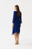 Chiffon Asymmetrical Hem Dress with V-Neckline