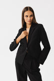 Elegant Asymmetrical Jacket with Classic Collar and Button Closure