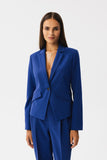 Elegant Asymmetrical Jacket with Classic Collar and Flaps