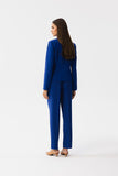 Elegant Asymmetrical Jacket with Classic Collar and Flaps